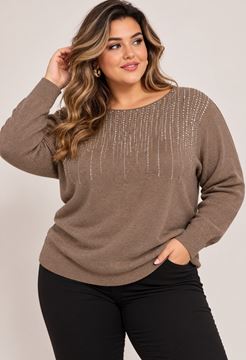 Picture of PLUS SIZE ROUNDNECK SWEATER WITH RHINESTONES